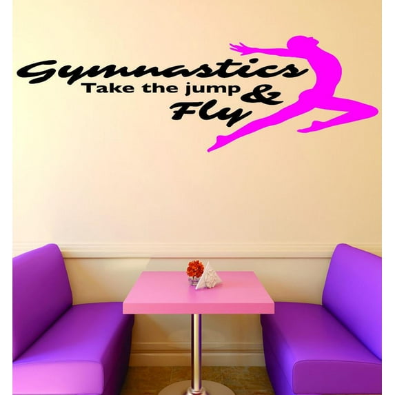 Custom Wall Decal : Gymnastics Take The Jump & Fly Sign Teen Girl Bedroom Decoration Home Decor 12x24