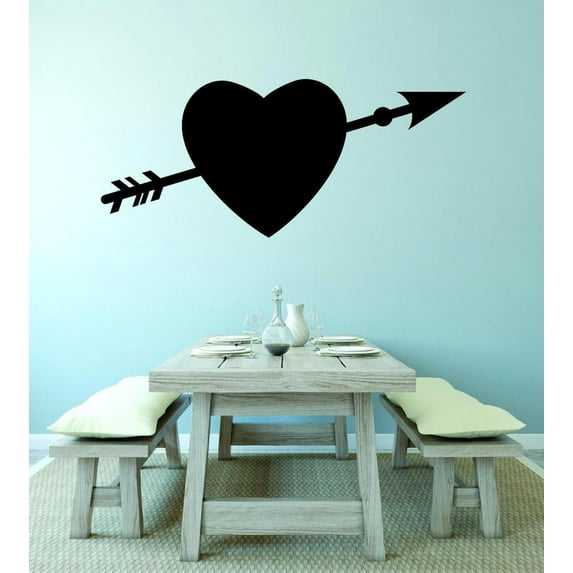 Custom Wall Decal : Heart Bow Arrow Valentines Day Love Home Decor Living Room Bedroom Picture Art 14x28
