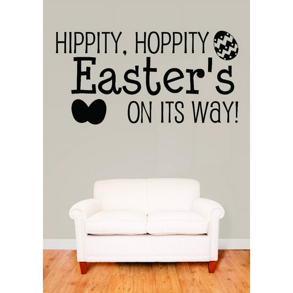 Custom Wall Decal : Hippity, Hoppity Easter's On Its Way! Decorate Eggs Holiday 16x24 Inches
