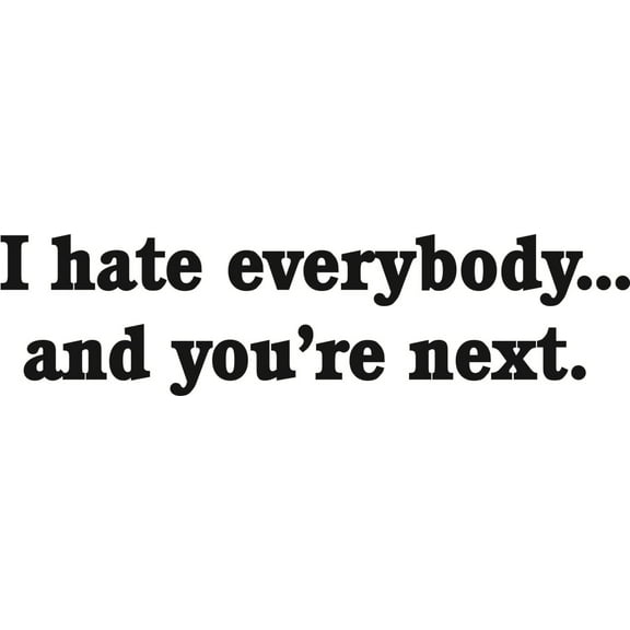 Custom Wall Decal I Hate Everybody & Your Next - Funny Car Bumper Sticker Quote OR Home Room Sticker Vinyl Wall Decal 4 X 16 Inches