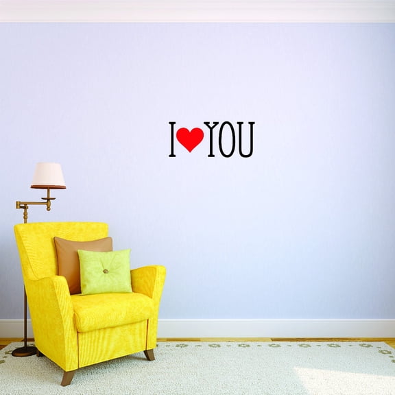 Custom Wall Decal I Love You Heart Bedroom Decor Sticker Vinyl Wall Custom Wall Decal 14x28"