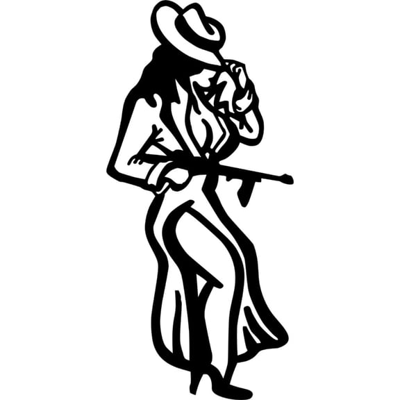 Custom Wall Decal Lady With Gun Picture Art Girls BedRoom - Peel & Stick Sticker - Vinyl Wall Decal Size : 8 Inches X 20 Inches