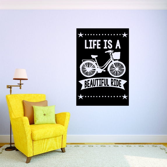 Custom Wall Decal : Life Is A Beautiful Ride Inspirational Quote Bike ...