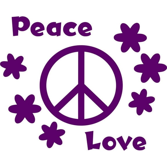 Custom Wall Decal Love Peace With Peace Sign 12"X12" - Home Living Room - Vinyl Wall Sticker