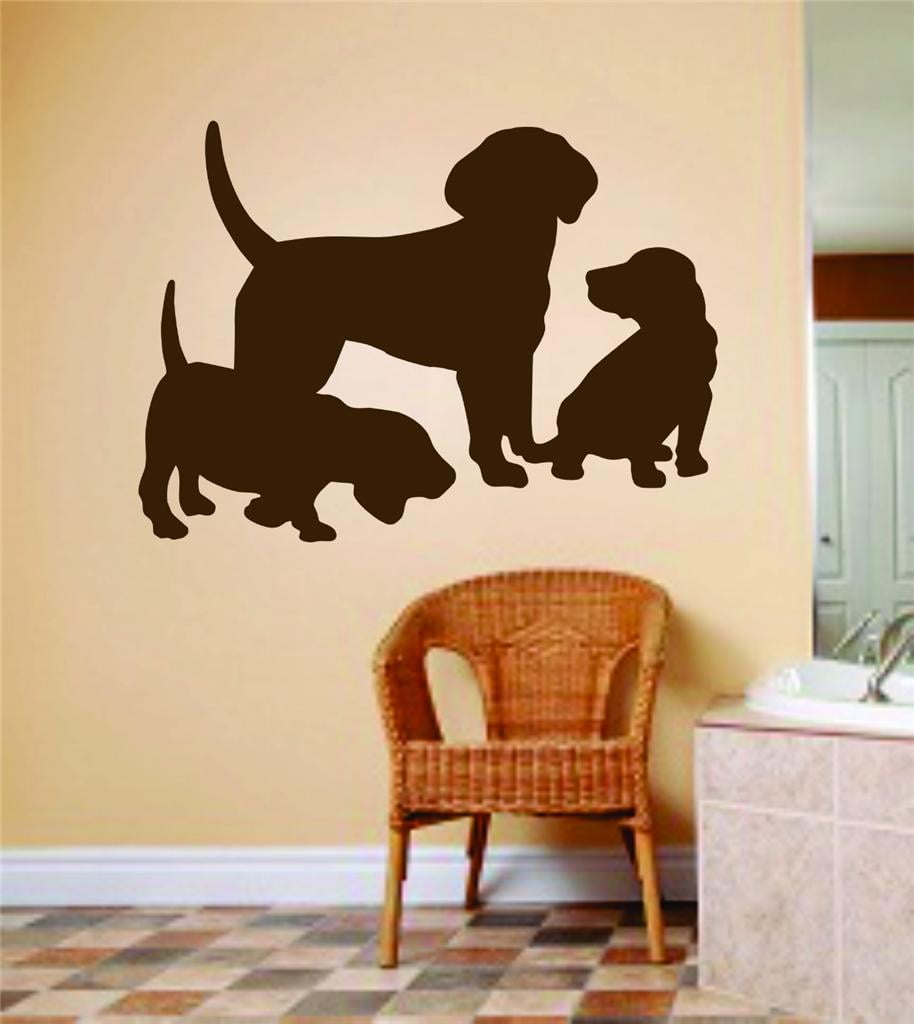 Custom Wall Decal Mom Dad Dog With Baby Puppies Picture Art Animals ...