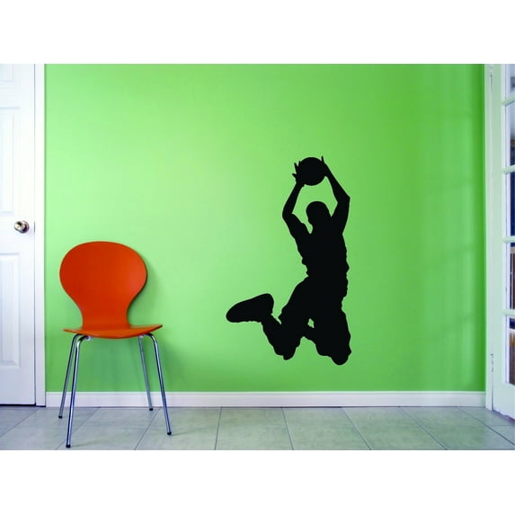 Custom Wall Decal - Peel & Stick Sticker : Basketball Player Sports Home Decor Picture Art 10x20 Inches