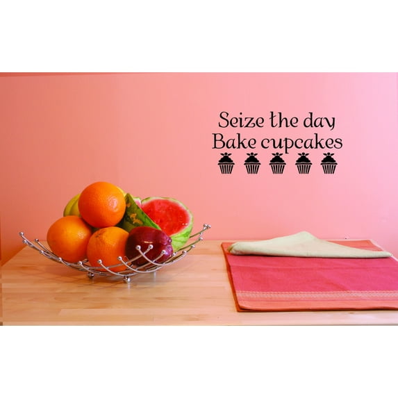 Custom Wall Decal Seize the day... bake cupcakes Kitchen Vinyl Wall - 20x40"