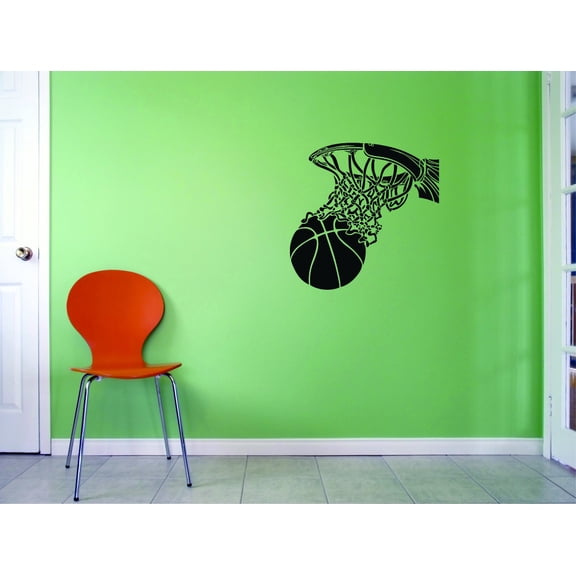 Custom Wall Decal Sticker : Basketball Hoop Sports Home Decor Picture Art 10x20 Inches