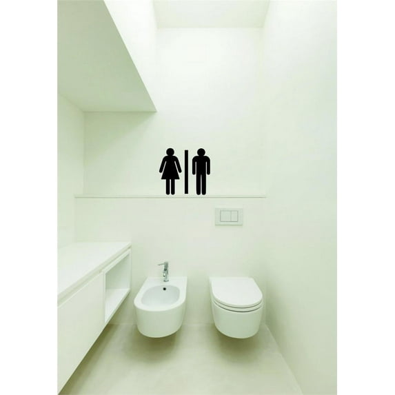 Custom Wall Decal Sticker - Bathroom Symbol Door Sign Home Decor 12x12"