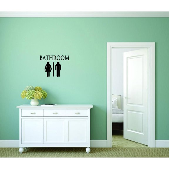 Custom Wall Decal Sticker - Bathroom Symbol Door Sign Home Decor Picture Art 16x16 Inches