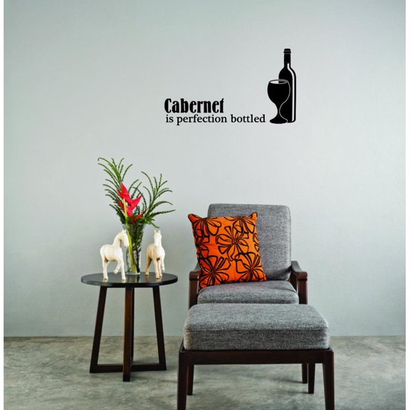 Custom Wall Decal Sticker - Cabernet Is Perfection Bottled Wine Bottle Home Decor 20x40"