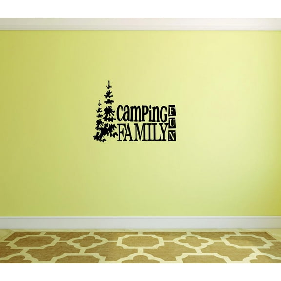 Custom Wall Decal Sticker : Camping Family Fun Home Decor Picture Art 16x40 Inches