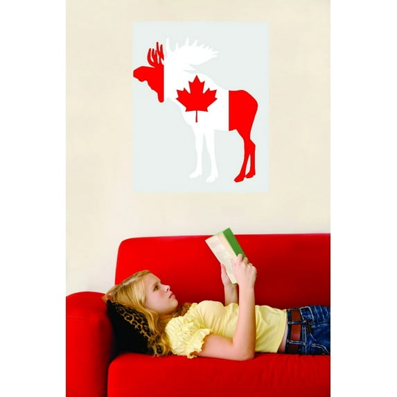 Custom Wall Decal Sticker : Canadian Moose Flag Canada Maple Leaf Logo 20x30"
