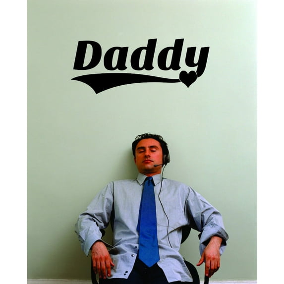 Custom Wall Decal Sticker : Daddy Lettering Heart Design 20x40"