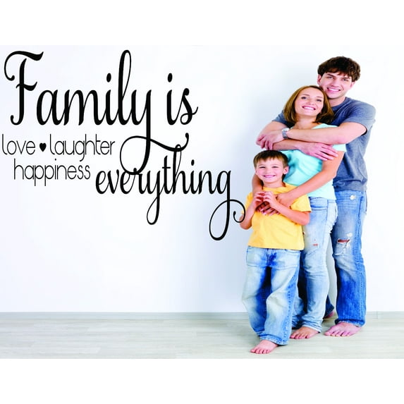 Custom Wall Decal Sticker : Family Is Love, Laughter, Happiness Everything Inspirational Life Quote 12x18 Inches