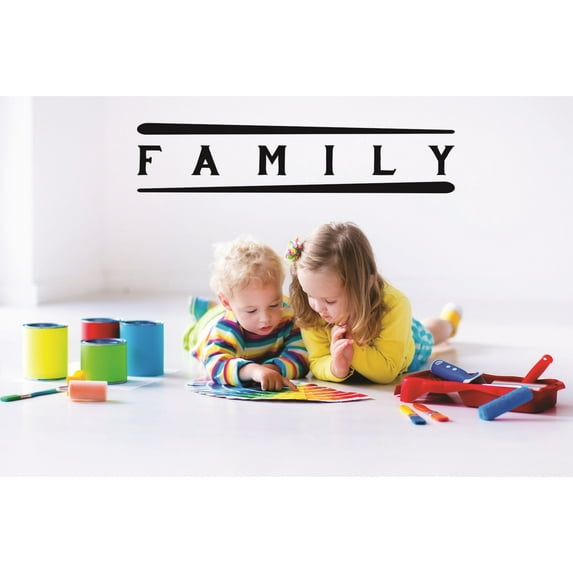 Custom Wall Decal Sticker : Family Lettering Text Quote 12x30 Inches
