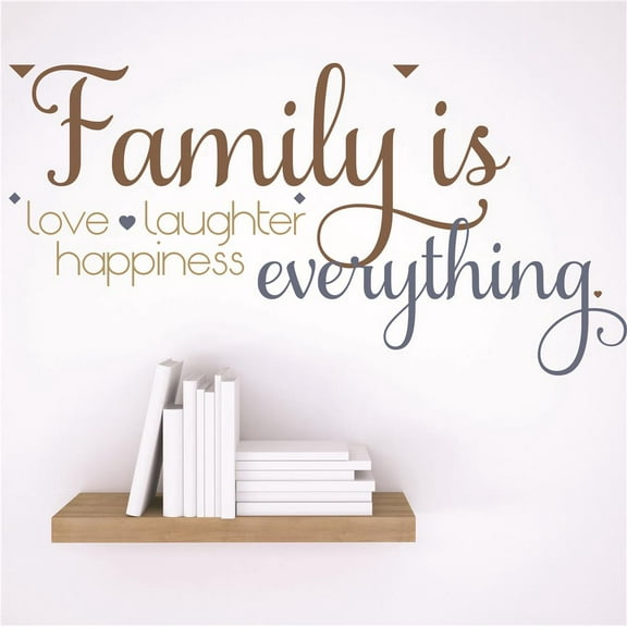 Custom Wall Decal Sticker : Family is love laughter happiness everything. Quote 10x10 Inches