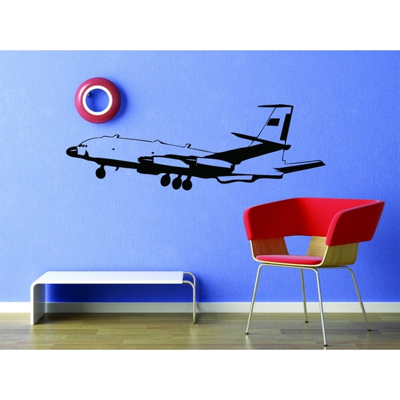 Custom Wall Decal Sticker : Flying Airplane Silhouette 12x18"
