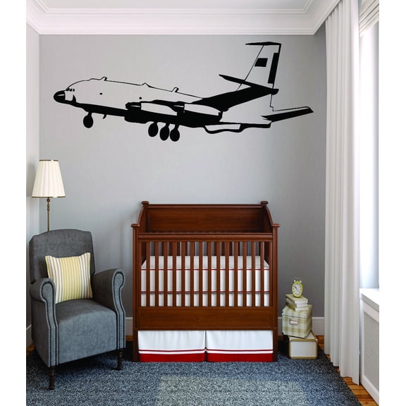 Custom Wall Decal Sticker : Flying Airplane Silhouette 20x30 Inches