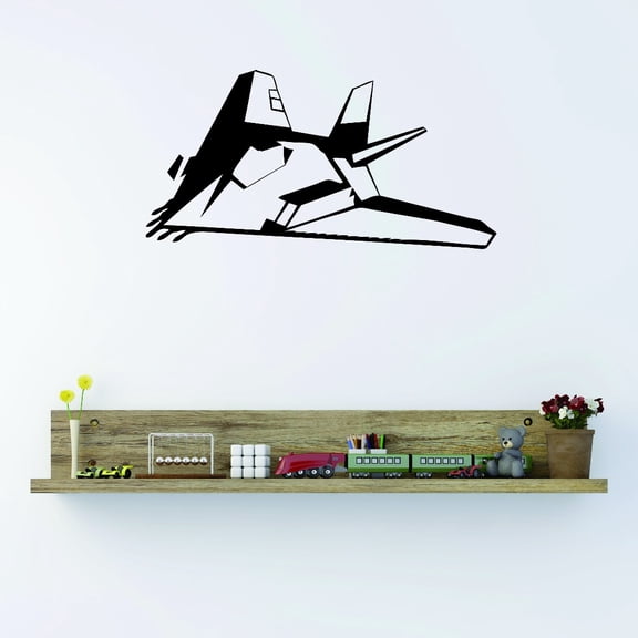 Custom Wall Decal Sticker : Flying Army Jet Plane Silhouette 20x30 Inches