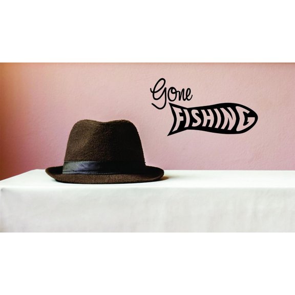 Custom Wall Decal Sticker - Gone Fishing Outdoor Sports Quote Home Decor Picture Art 10x20 Inches