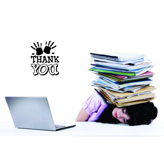 Custom Wall Decal Sticker Hands Thank You Daycare Preschool School Kids Playroom Boy Girl Home Decor :12 X18"