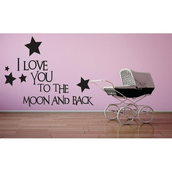 Custom Wall Decal Sticker : I Love You To The Moon And Back With Stars Quote 20x30 Inches
