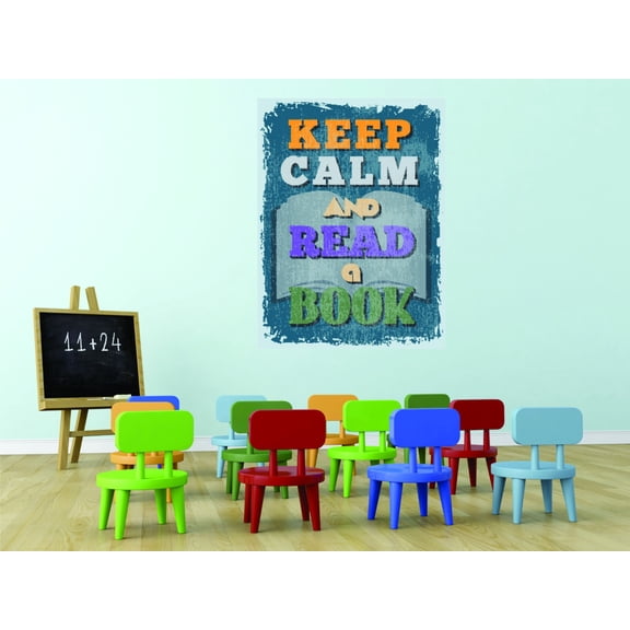 Custom Wall Decal Sticker : Keep Calm And Read A Book Quote School Classroom Sign 12x18"
