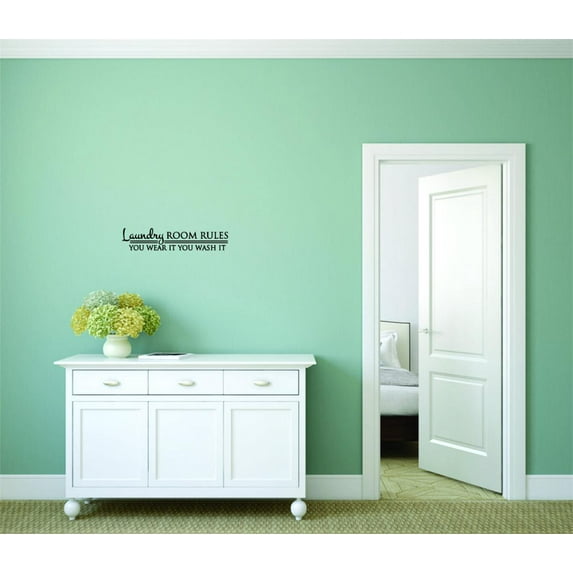 Custom Wall Decal Sticker - Laundry Room Rules You Wear Sign Housekeeping Cleaning Home Decor 16x40"