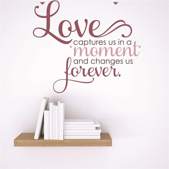 Custom Wall Decal Sticker : Love captures us in a moment and changes us forever. Life Quote 20x20 Inches