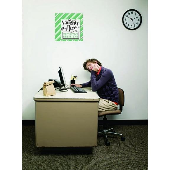 Custom Wall Decal Sticker - Naughty Or Nice Decisions Decisions Christmas Holiday Winter Home Decor 20x20"