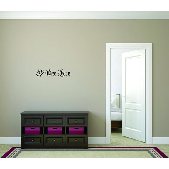 Custom Wall Decal Sticker - One Love Quote Bedroom Living Room Home Decor 8x20"
