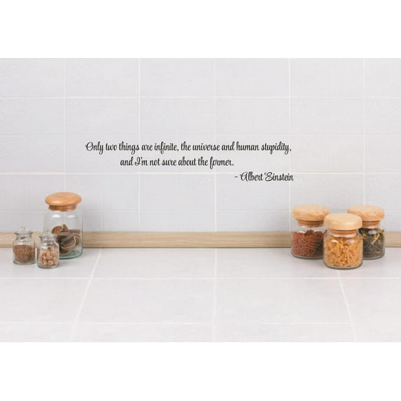 Custom Wall Decal Sticker : Only two things are infinite, the universe and human stupidity, and I'm not sure about former. Quote 6x30"