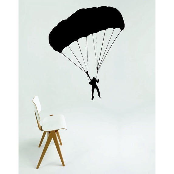 Custom Wall Decal Sticker : Parisail Parachute Jumping Man Sky Diving 12x18"
