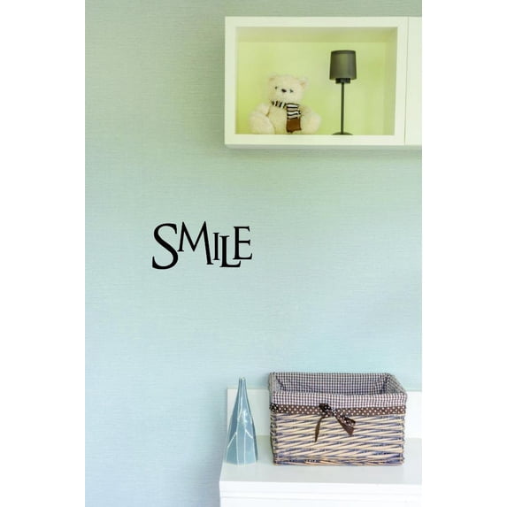 Custom Wall Decal Sticker - Smile Quote Home Decor Picture Art 12x30 Inches