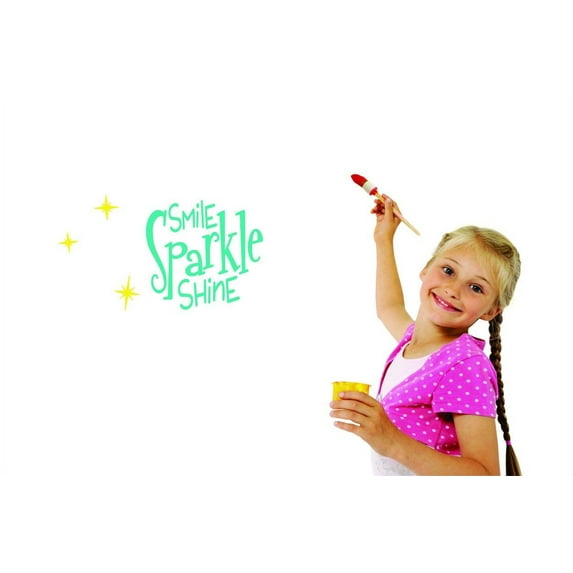 Custom Wall Decal Sticker Smile Sparkle Shine Inspirational Life Quote Living Room Bedroom Home Decor :16 X32"