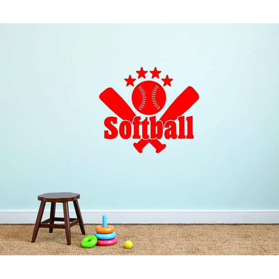 Custom Wall Decal Sticker : Softball Bat Sports Design Bedroom 20x30 Inches