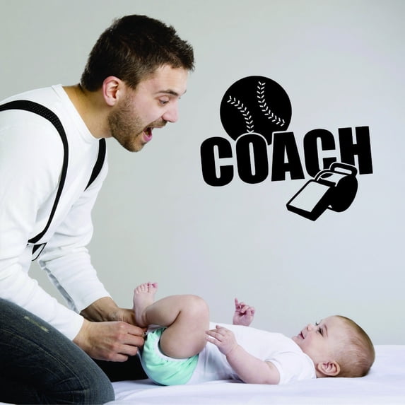 Custom Wall Decal Sticker : Softball Coach Whistle 16x24 Inches