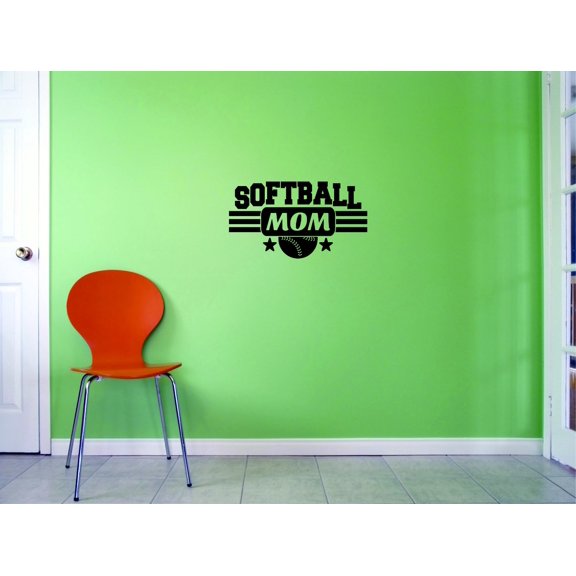 Custom Wall Decal Sticker : Softball Mom Sports Home Decor 10x20"