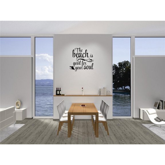 Custom Wall Decal Sticker - The Beach Is Good For Your Soul Living Room Bedroom Quote Home Decor 12x12"