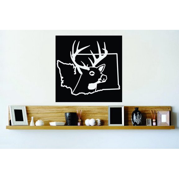 Custom Wall Decal Sticker : Washington Wild Life Deer Buck Hunt Decor Vinyl Mural 20x20"