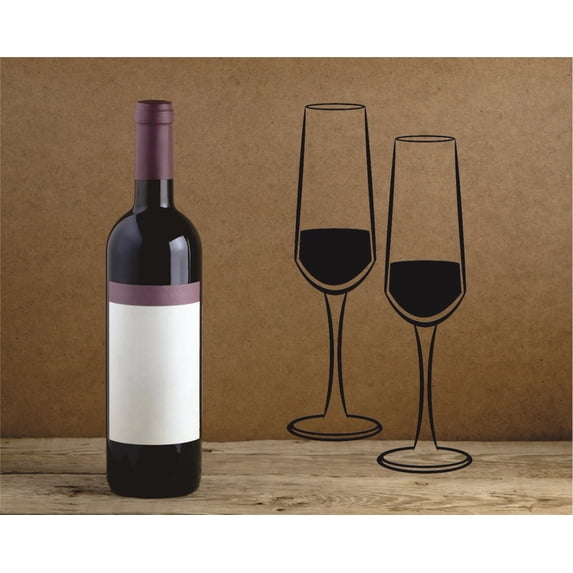 Custom Wall Decal Sticker : Wine Glasses Drink Champagne 20x30 Inches