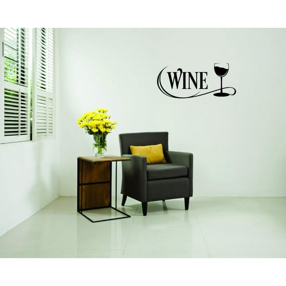 Custom Wall Decal Sticker : Wine Kitchen Quote Home Decor Picture Art 14x28 Inches