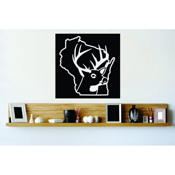 Custom Wall Decal Sticker : Wisconsin Wild Life Deer Buck Hunter Decor Vinyl Mural 18x18"