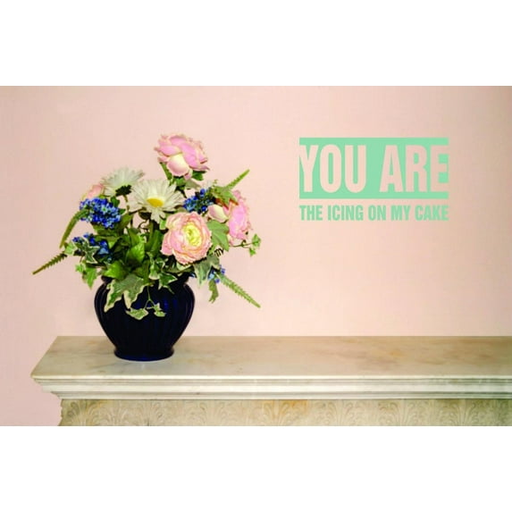Custom Wall Decal Sticker - You Are The Icing On My Cake Love Life Kitchen Food Quote Home Decor Picture Art 20x40 Inches