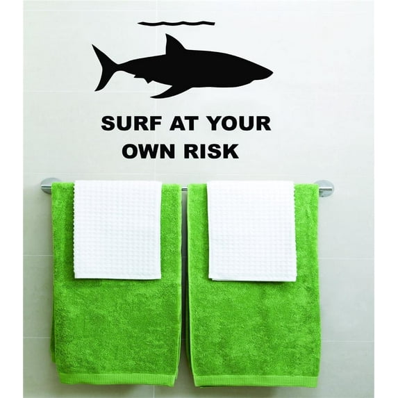 Custom Wall Decal Surf At your Own Risk Picture Art Boys Bed Room Home Decor Sticker Vinyl Wall Decal 10 X 14 Inches