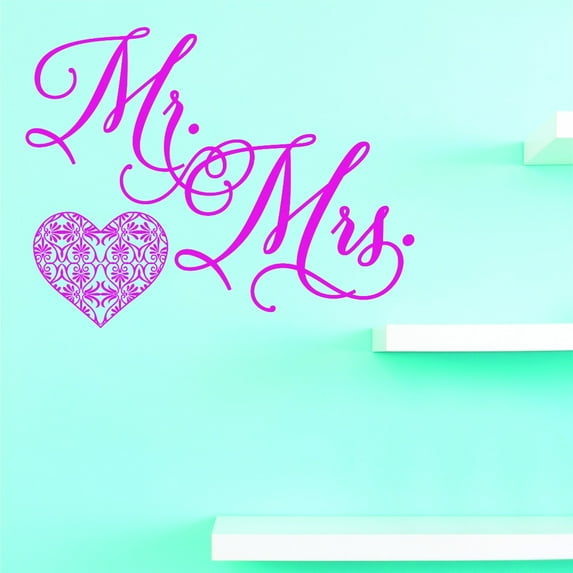 Custom Wall Decal Vinyl : Mr. & Mrs. Home Decor Picture Art 12 X 12 Inches