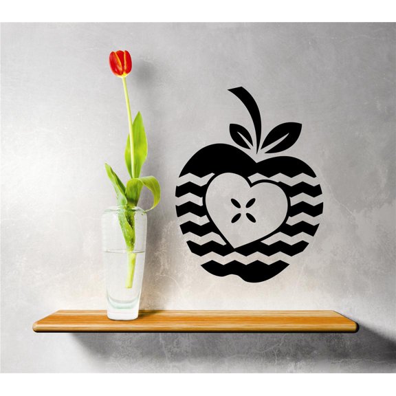 Custom Wall Decal Vinyl Sticker : Apple Fruit With Leaf Design Decor Bedroom Bathroom Mural 18x18 Inches