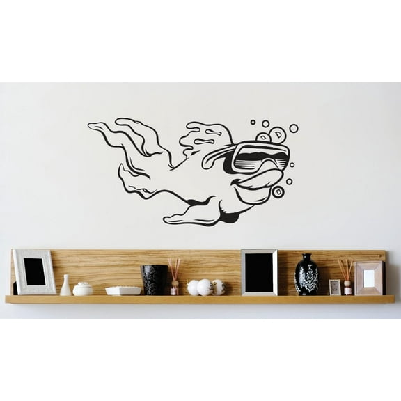 Custom Wall Decal Vinyl Sticker : Cool Fish With Glasses Mural 20x30"