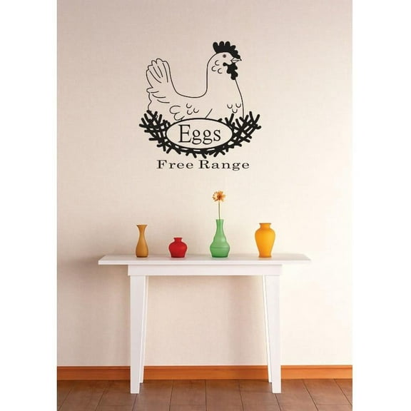 Custom Wall Decal Vinyl Sticker : Free Range Eggs Image Quote Picture Art Peel & Stick Mural 20x20 Inches